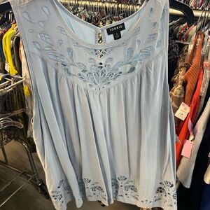 Torrid Light Blue Embroidered Sleeveless Top